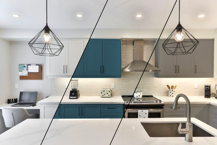 Kitchen cabinets with different color options